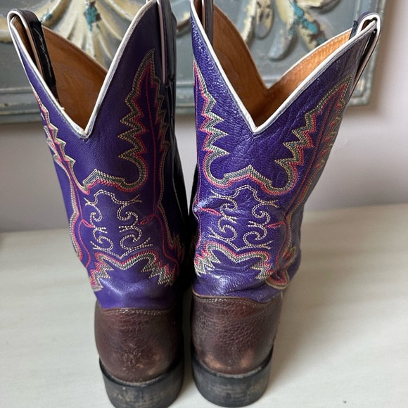 Justin Boots Purple and Brown Women's Cowboy Boots - Picture 5 of 16